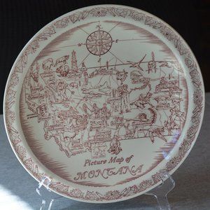 Vintage Picture Map of Montana Plate Vernon Kilns